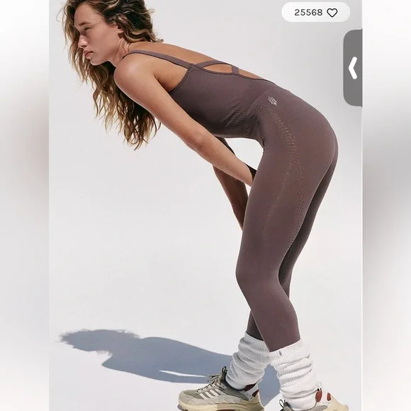 NWOT Free People Good Karma Onesie in Driftwood - Picture 3 of 11